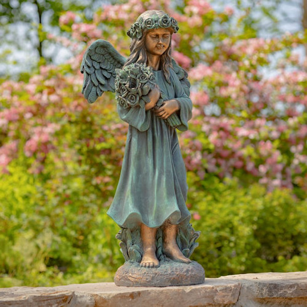 Angel Holding Bouquet of Flowers Statue 39"